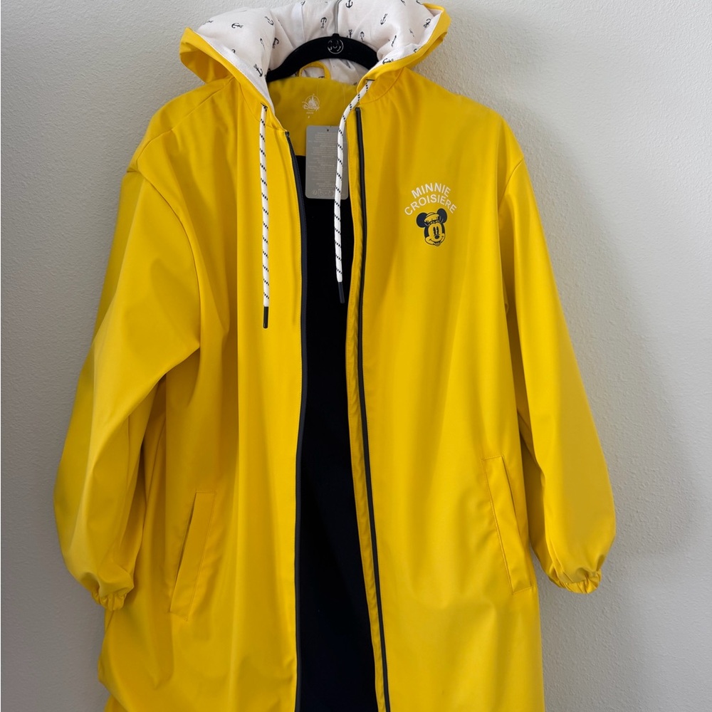 NWT Disney Paris Minnie Mouse Yellow Rain Jacket Women S